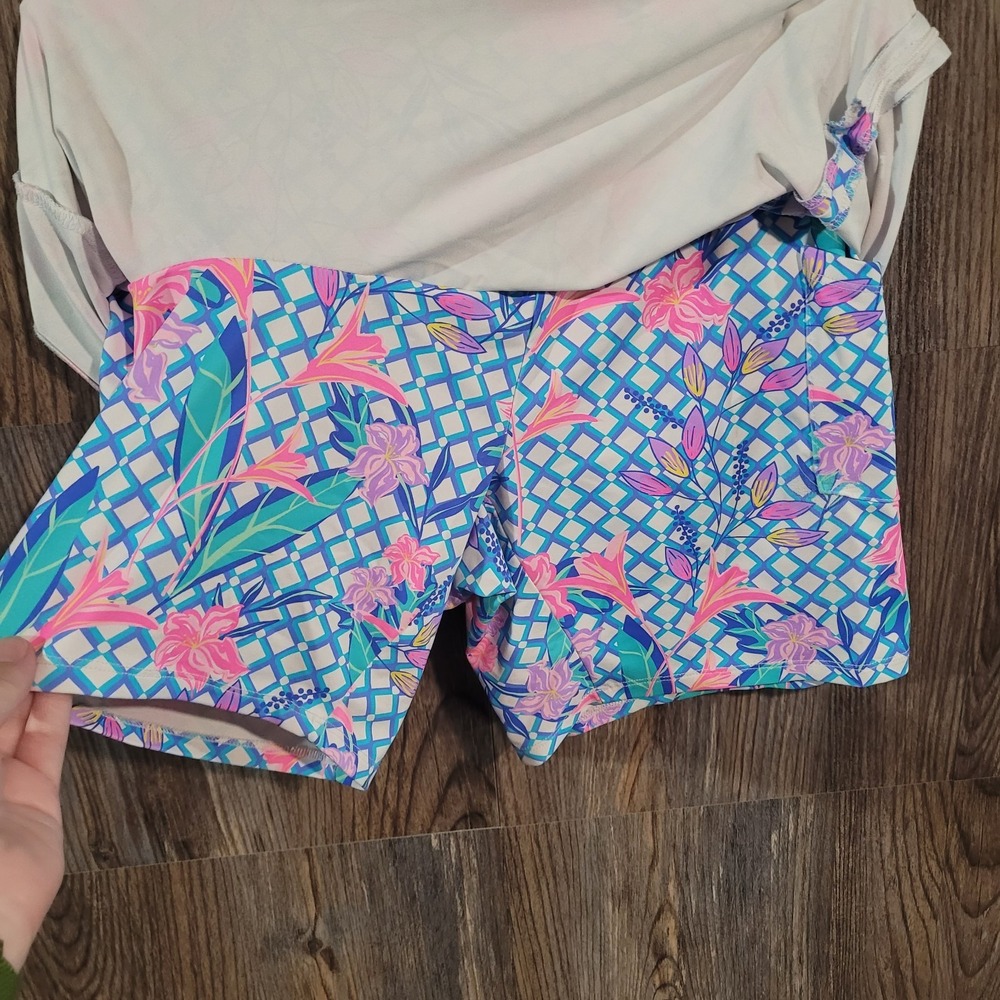 Lulu-B Floral Athletic Skort Size Small Multicolor Zip Pockets Golf Tennis - Picture 10 of 14